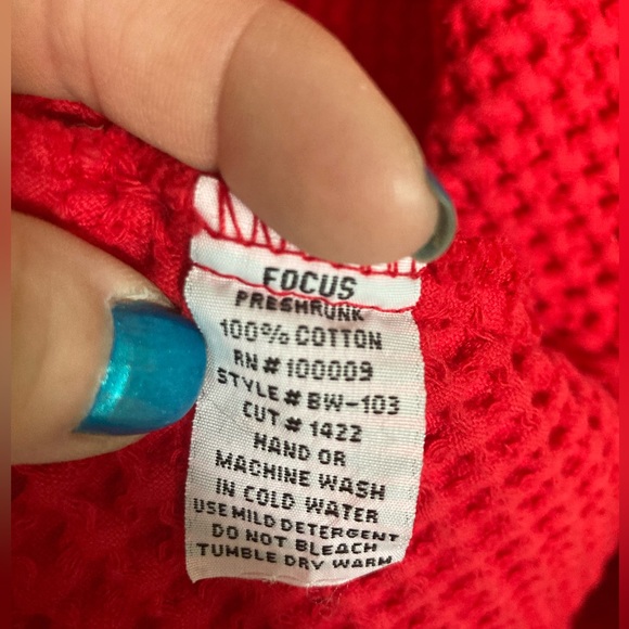 NWT FOCUS Waffle Swing Cardigan Jacket 100% preshrunk Cotton RED MEDIUM - Picture 9 of 10